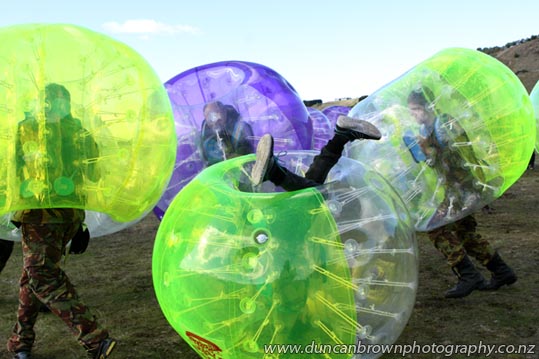 My favourite pic from an afternoon playing Zorb football, from Action Inflatables Hawke's Bay, with 11 Squadron Air Training Corps District of Hastings, Operation Rough Ground at Roy's Hill Army Training Area, Hastings. photograph